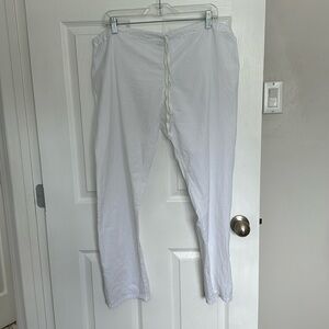 Plain white material pants semi transparent see-through, no material tag L-XL